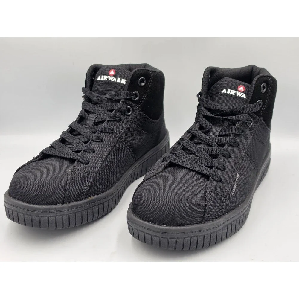 Airwalk Deuce Mid Composite Toe Safety Shoes Boots Canvas Black Men’s 7.5 4E